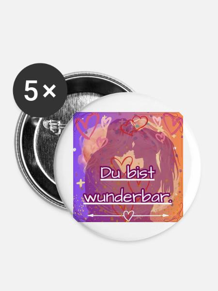 Du bist wunderbar - Buttons groß 56 mm (5er Pack) - Weiß