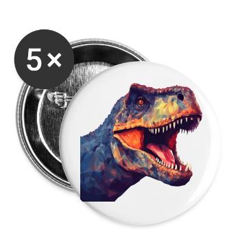 Dinosaurier T-Rex im Polygon-Stil - Buttons groß 56 mm (5er Pack) - Weiß - Vorne