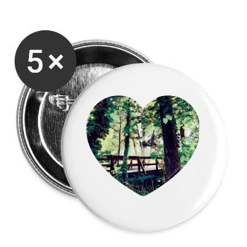Herzmotiv Brücke im Frühgrün - Buttons groß 56 mm (5er Pack) - Weiß - Vorne