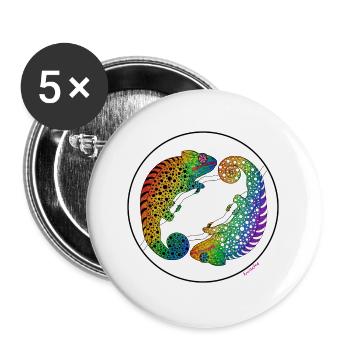 Caméléon de la fierté - Lot de 5 grands badges (56 mm) - blanc - Devant