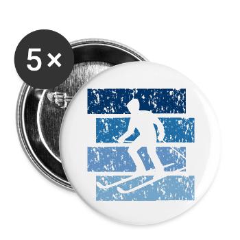 Ski cadeau Vintage - Lot de 5 grands badges (56 mm) - blanc - Devant
