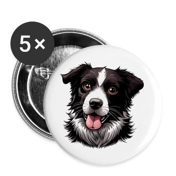 Border Collie - Lot de 5 grands badges (56 mm) - blanc - Devant