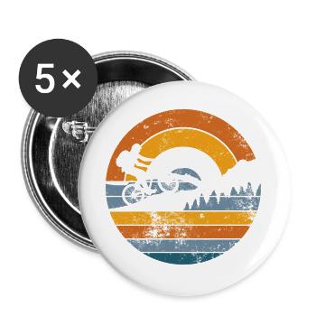 Coucher de soleil à vélo Retro Ridge - Lot de 5 grands badges (56 mm) - blanc - Devant