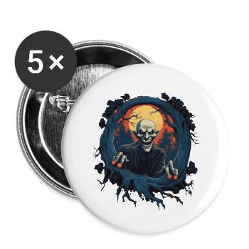 Vampir vor Mond - Buttons groß 56 mm (5er Pack) - Weiß - Vorne
