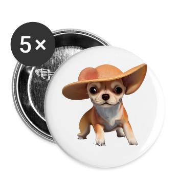 Propriétaire de chien Chihuahua chien Chihuahua chiots - Lot de 5 grands badges (56 mm) - blanc - Devant