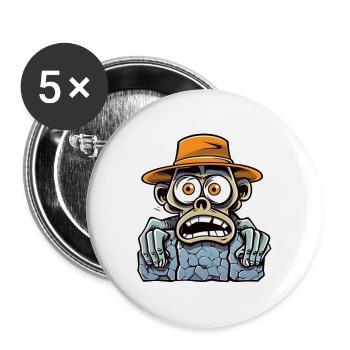 Toter Entdecker mit Hut und Knochenblick - Buttons groß 56 mm (5er Pack) - Weiß - Vorne
