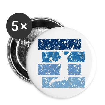Badminton Vintage-Geschenk - Buttons groß 56 mm (5er Pack) - Weiß - Vorne