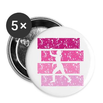 Badminton Vintage-Geschenk - Buttons groß 56 mm (5er Pack) - Weiß - Vorne