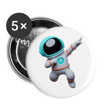 3D Astronaut - Buttons groß 56 mm (5er Pack) - Weiß - Vorne