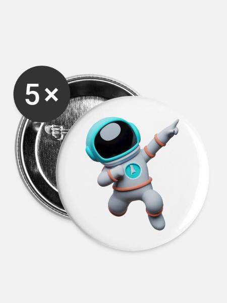 3D Astronaut - Buttons groß 56 mm (5er Pack) - Weiß