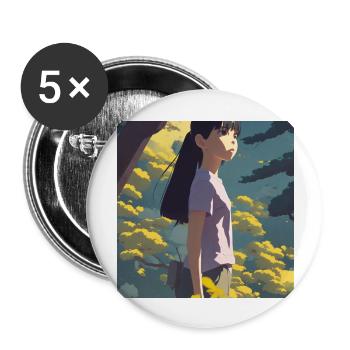 Anime Girl Forrest - Buttons groß 56 mm (5er Pack) - Weiß - Vorne