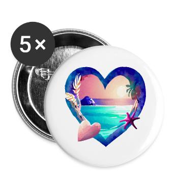 Summer Holiday Sun Palm Beach Palm Island - Buttons large 2.2''/56 mm (5-pack) - white - Front