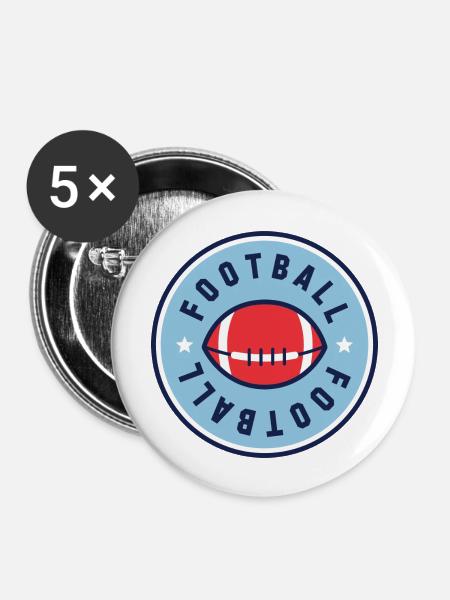 Football - Buttons groß 56 mm (5er Pack) - Weiß