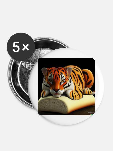 Fühl den Tiger in dir - Buttons groß 56 mm (5er Pack) - Weiß