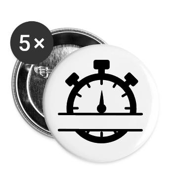 Stoppuhr mit Banner - Buttons groß 56 mm (5er Pack) - Weiß - Vorne