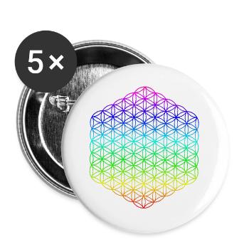 Fleur de Vie - 5ème Dimension - Mandala - Lot de 5 grands badges (56 mm) - blanc - Devant