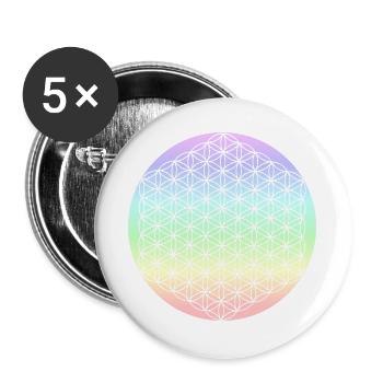 Fleur de Vie Pastel - 5ème Dimension - Mandala - Lot de 5 grands badges (56 mm) - blanc - Devant