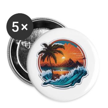 Coucher de soleil - Lot de 5 grands badges (56 mm) - blanc - Devant