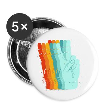 Friedens-Retro-Zeichen - Buttons groß 56 mm (5er Pack) - Weiß - Vorne