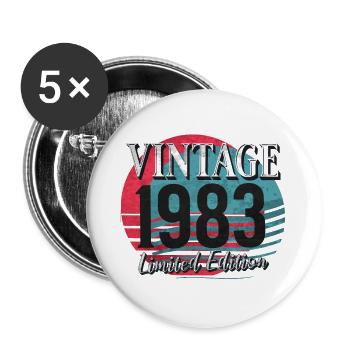 40e anniversaire Millésime 1983 Rétro Coucher de soleil - Lot de 5 grands badges (56 mm) - blanc - Devant