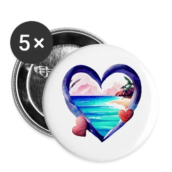 Summer holiday sun island palm tree beach palm trees - Buttons large 2.2''/56 mm (5-pack) - white - Front