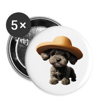Pudel Hundehalter Pudelwelpe Hundeliebe Hundewelpe - Buttons groß 56 mm (5er Pack) - Weiß - Vorne