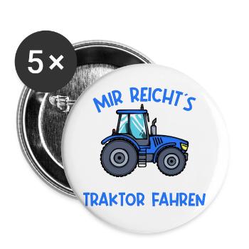 Kraftfahrzeug Traktor Fahrzeug Landwirt Bauernhof - Buttons groß 56 mm (5er Pack) - Weiß - Vorne