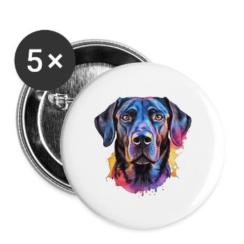 Ein farbenfroher Labrador - Buttons groß 56 mm (5er Pack) - Weiß - Vorne
