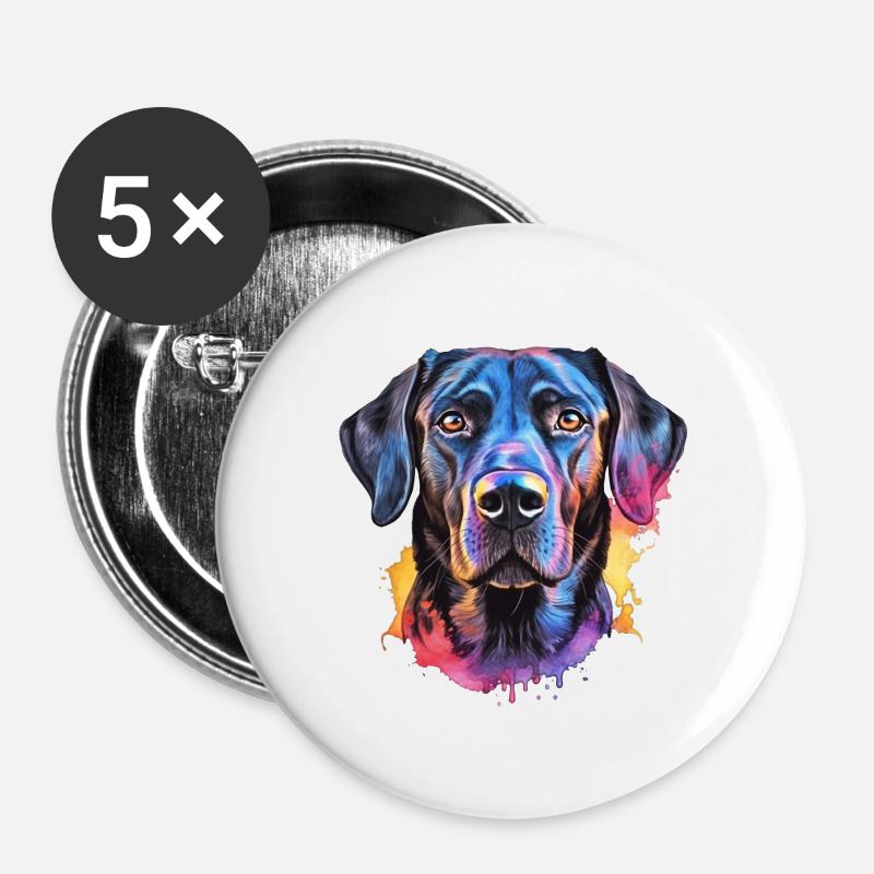 Ein farbenfroher Labrador - Buttons groß 56 mm (5er Pack) - Weiß
