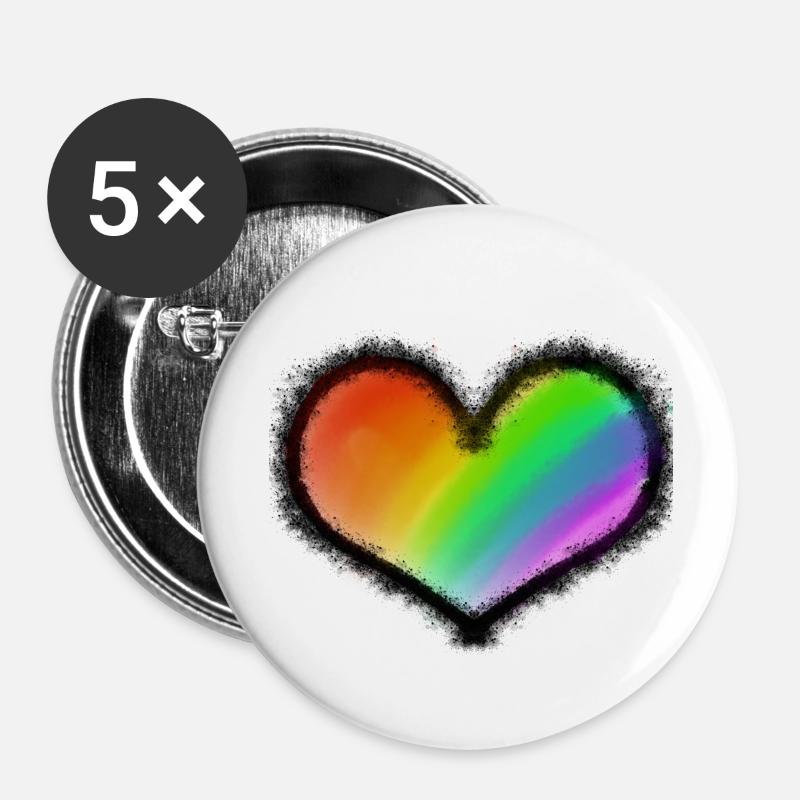 PRIDE LOVE - Buttons large 2.2''/56 mm (5-pack) - white