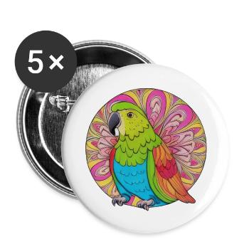 beau perroquet lumineux | - Lot de 5 grands badges (56 mm) - blanc - Devant
