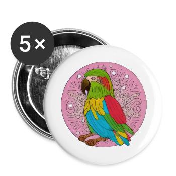 beau perroquet lumineux | - Lot de 5 grands badges (56 mm) - blanc - Devant