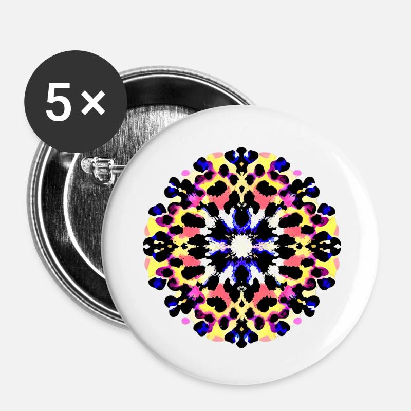 colorful inkblot | - Buttons large 2.2''/56 mm (5-pack) - white