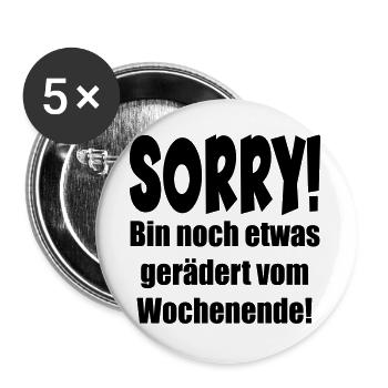 MÜDE - ERSCHÖPFUNG SPRÜCHE WOCHENENDE - ENERGIE - Buttons groß 56 mm (5er Pack) - Weiß - Vorne