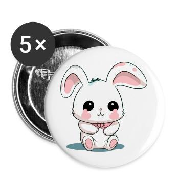Mikai le lapin - Lot de 5 grands badges (56 mm) - blanc - Devant