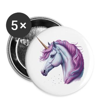 Licorne - Lot de 5 grands badges (56 mm) - blanc - Devant