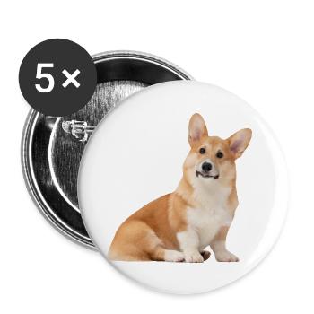 Chien Corgi mignon - Lot de 5 grands badges (56 mm) - blanc - Devant