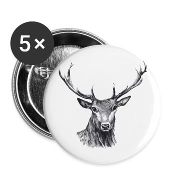 Hirsch - Buttons groß 56 mm (5er Pack) - Weiß - Vorne