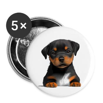 Rottweiler Chien Chiot Rottweiler Puppy Chiens - Lot de 5 grands badges (56 mm) - blanc - Devant