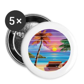 Summer Holiday Palm Beach Palm Islands Island Sun - Buttons large 2.2''/56 mm (5-pack) - white - Front