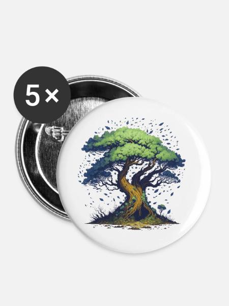 Bonsai - Buttons groß 56 mm (5er Pack) - Weiß