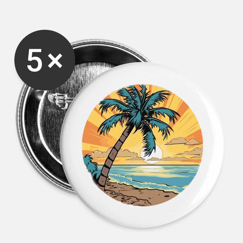 Forever ready for vacation:) - Buttons large 2.2''/56 mm (5-pack) - white