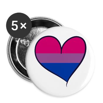Bisexual pride heart - Buttons groß 56 mm (5er Pack) - Weiß - Vorne