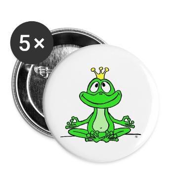 Yoga-Frosch - Buttons groß 56 mm (5er Pack) - Weiß - Vorne