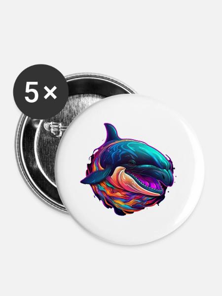 Orca Kunst - Buttons groß 56 mm (5er Pack) - Weiß