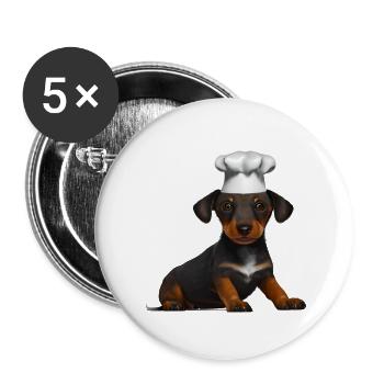 Teckel Chiens Restaurateur Chien Teckel Chiot Cuisine - Lot de 5 grands badges (56 mm) - blanc - Devant