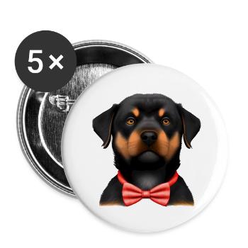 Rottweiler with bow tie puppy dog suit dogs - Buttons large 2.2''/56 mm (5-pack) - white - Front