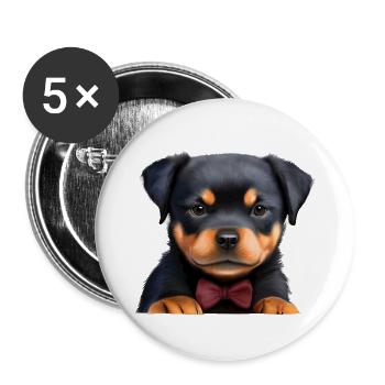Rottweiler Dogs with Bow Tie Dog Suit Puppy - Buttons large 2.2''/56 mm (5-pack) - white - Front