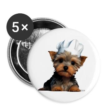 Yorkshire Terrier Restaurateur Dog Cooking Puppy - Buttons large 2.2''/56 mm (5-pack) - white - Front
