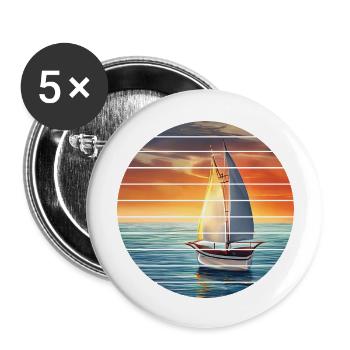 Voile, voile, voilier, voilier - Lot de 5 grands badges (56 mm) - blanc - Devant